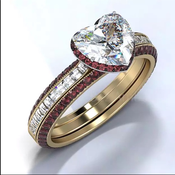 New Yellow Gold Romantic Heart Diamond Ring 💍 - Picture 5 of 6